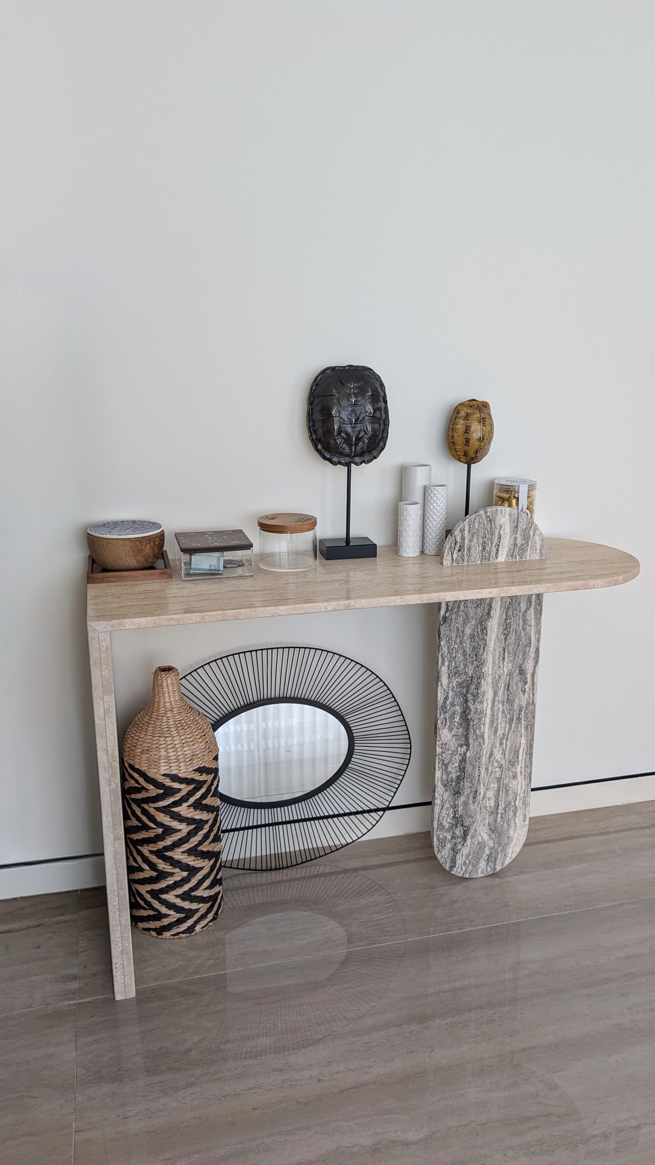 Erato Travertine Console Table