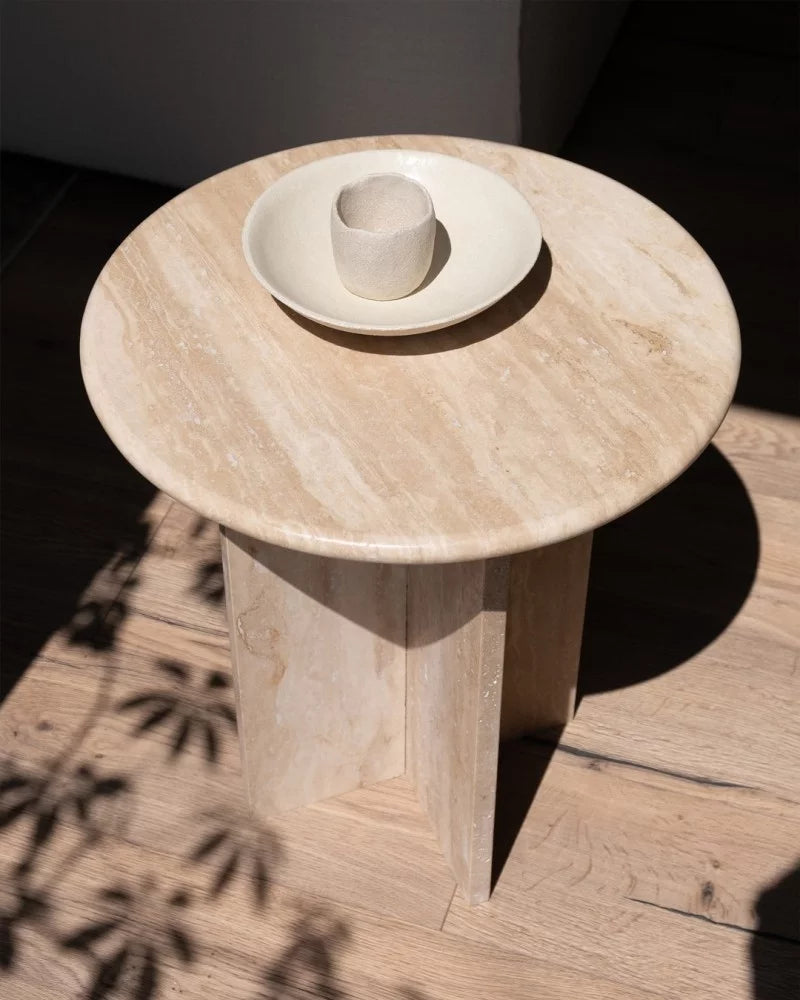 Cimon Travertine Side Table