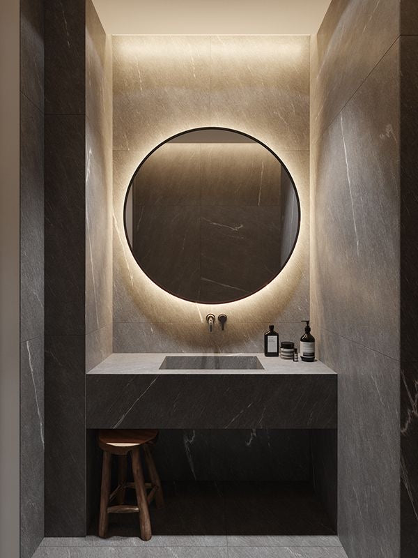 Chloris Led Round Mirror Black