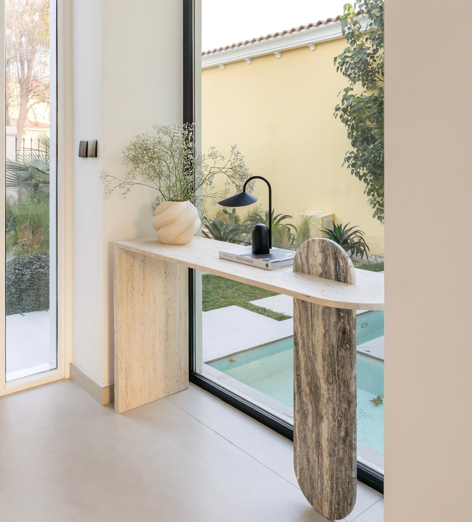 Erato Travertine Console Table
