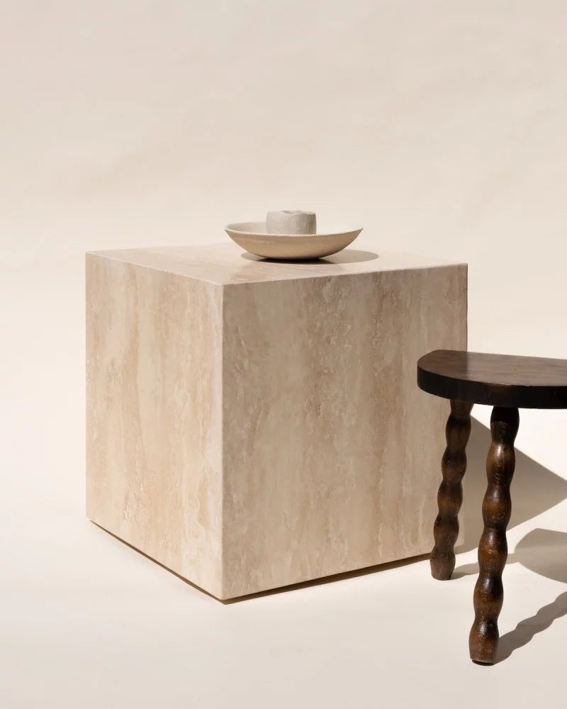 Myron Travertine Side Table