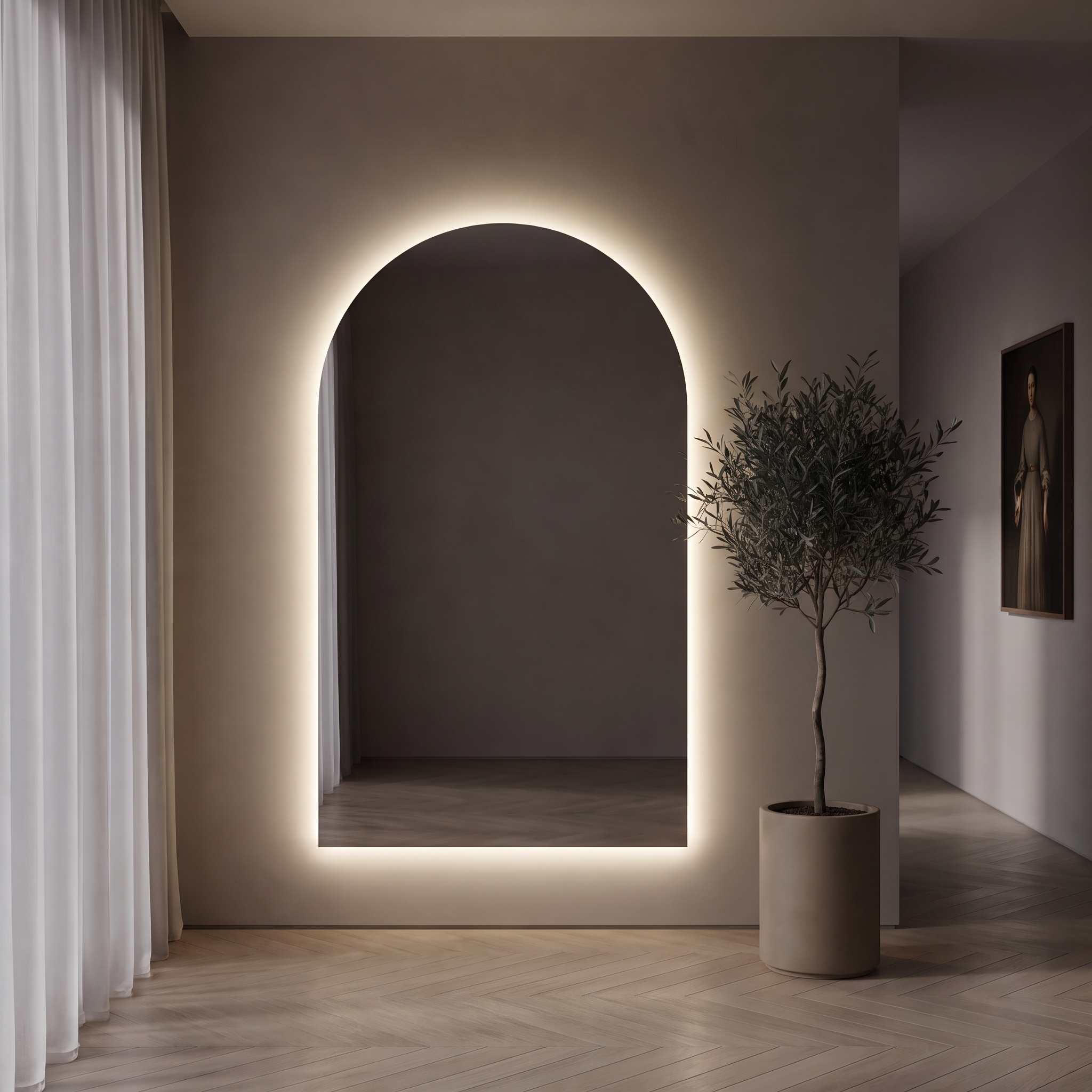 Clio XL Led Arch Mirror Frameless