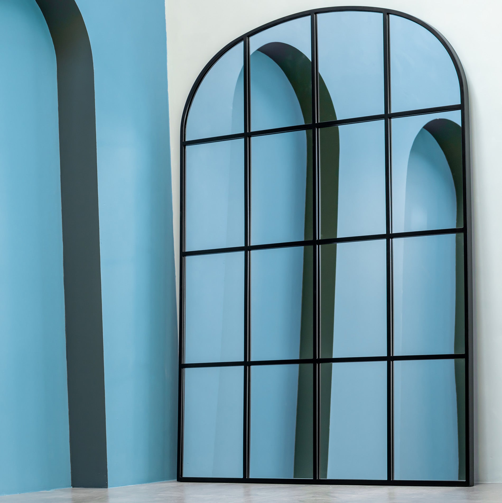 Santorini Arch Window Mirror Black