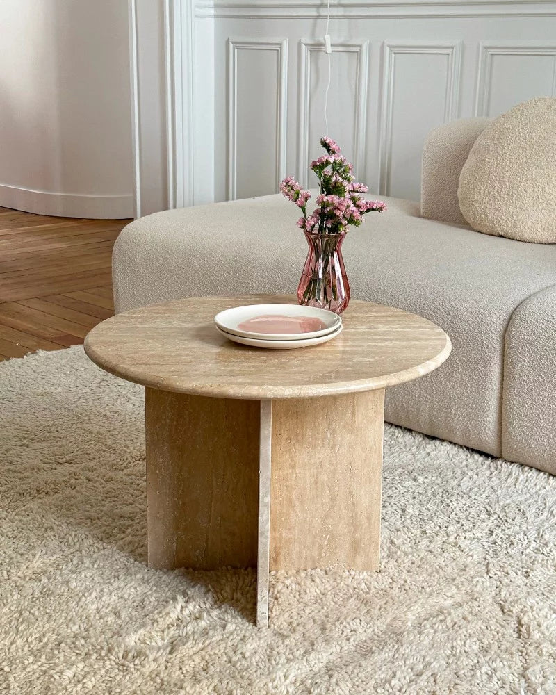 Chryssa Travertine Side Table