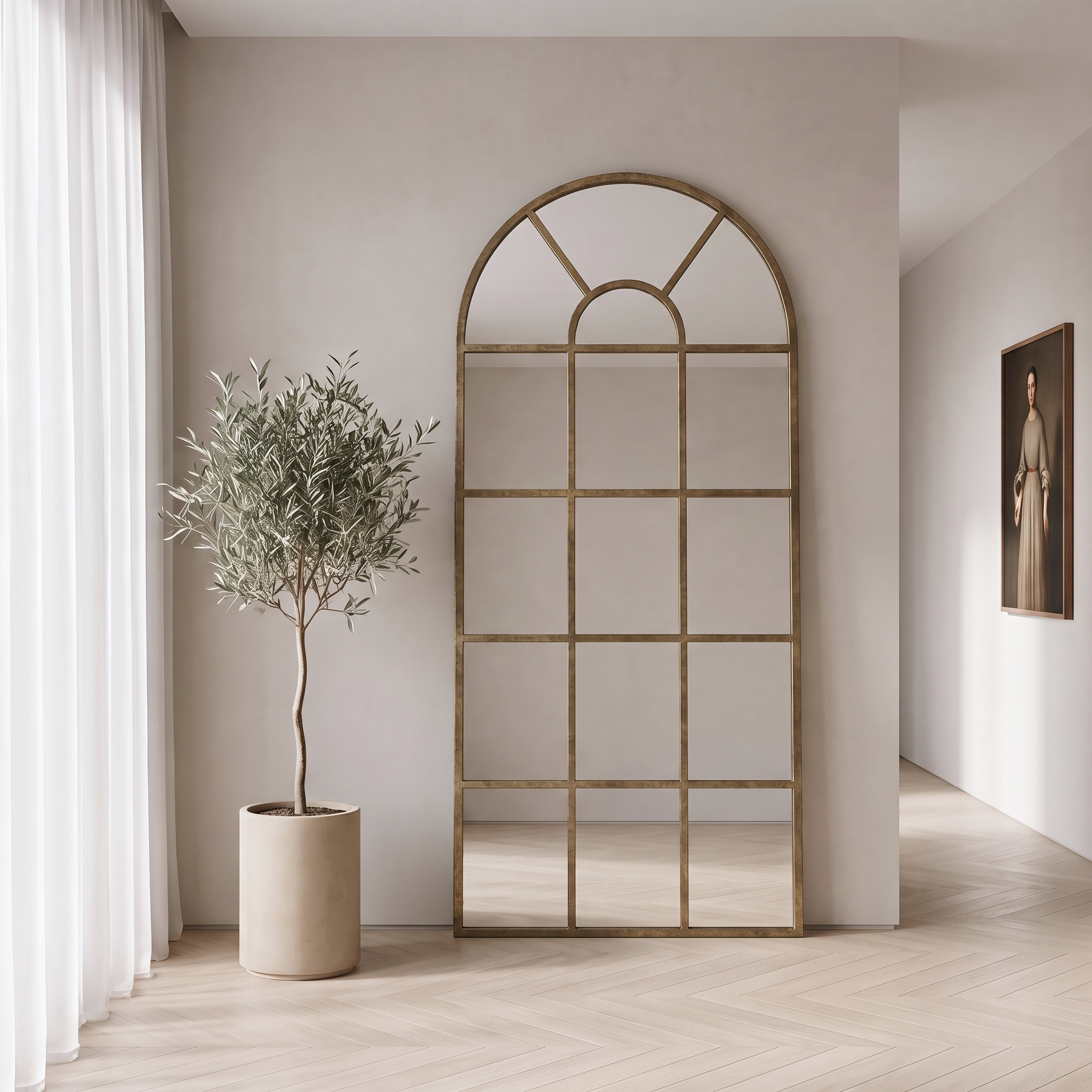 Demeter Arch Window Mirror Brass