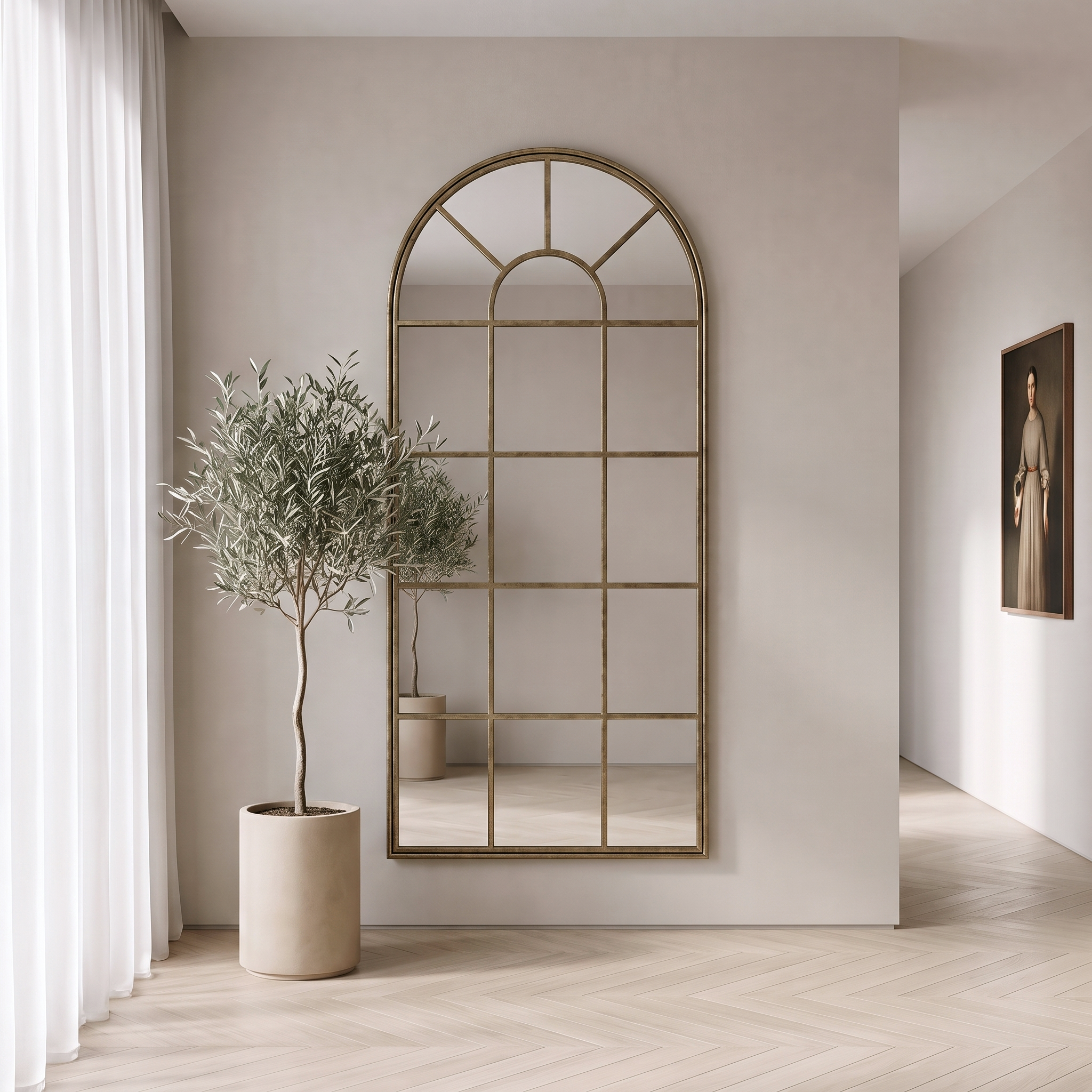 Demeter Arch Window Mirror Brass