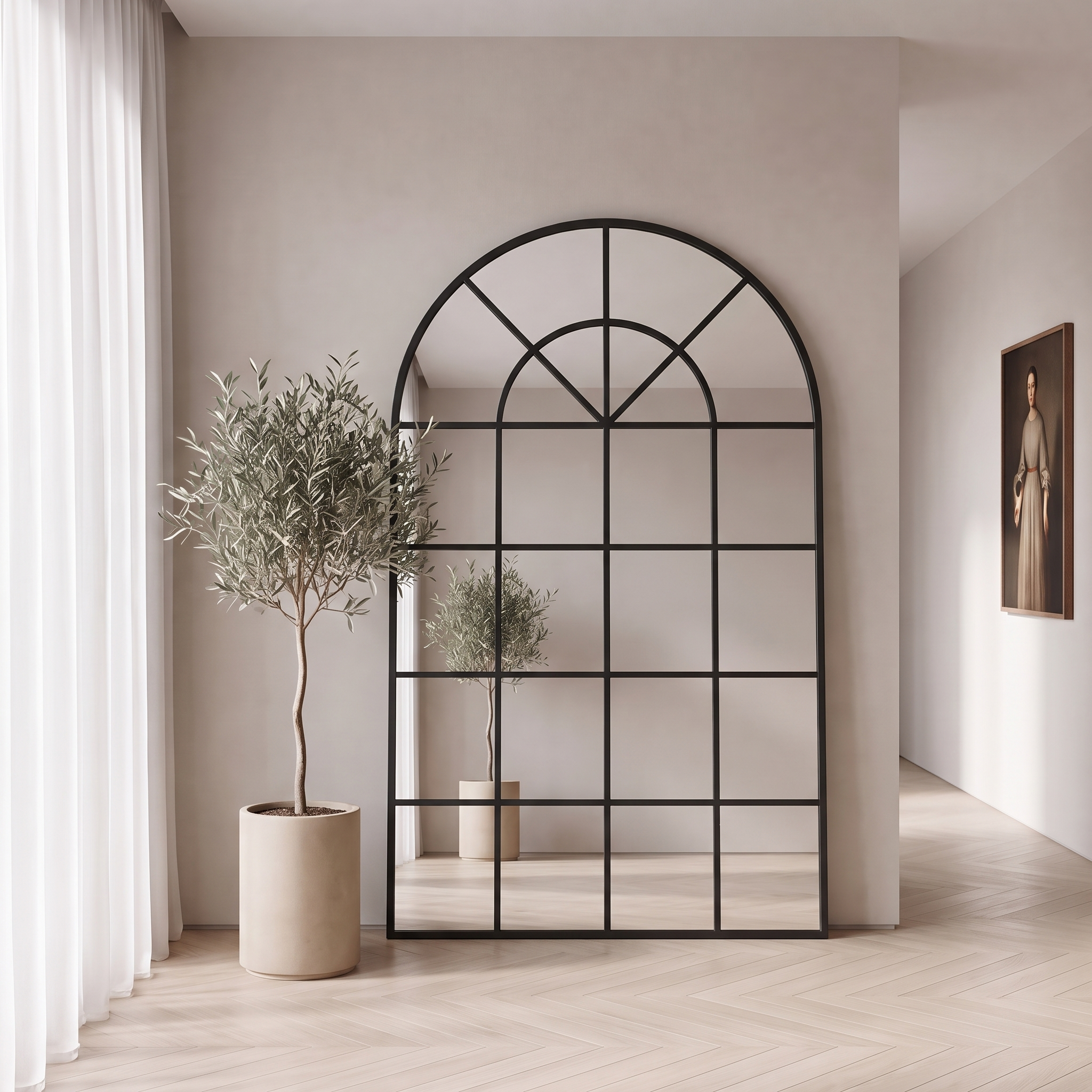Hestia Arch Window Mirror Black