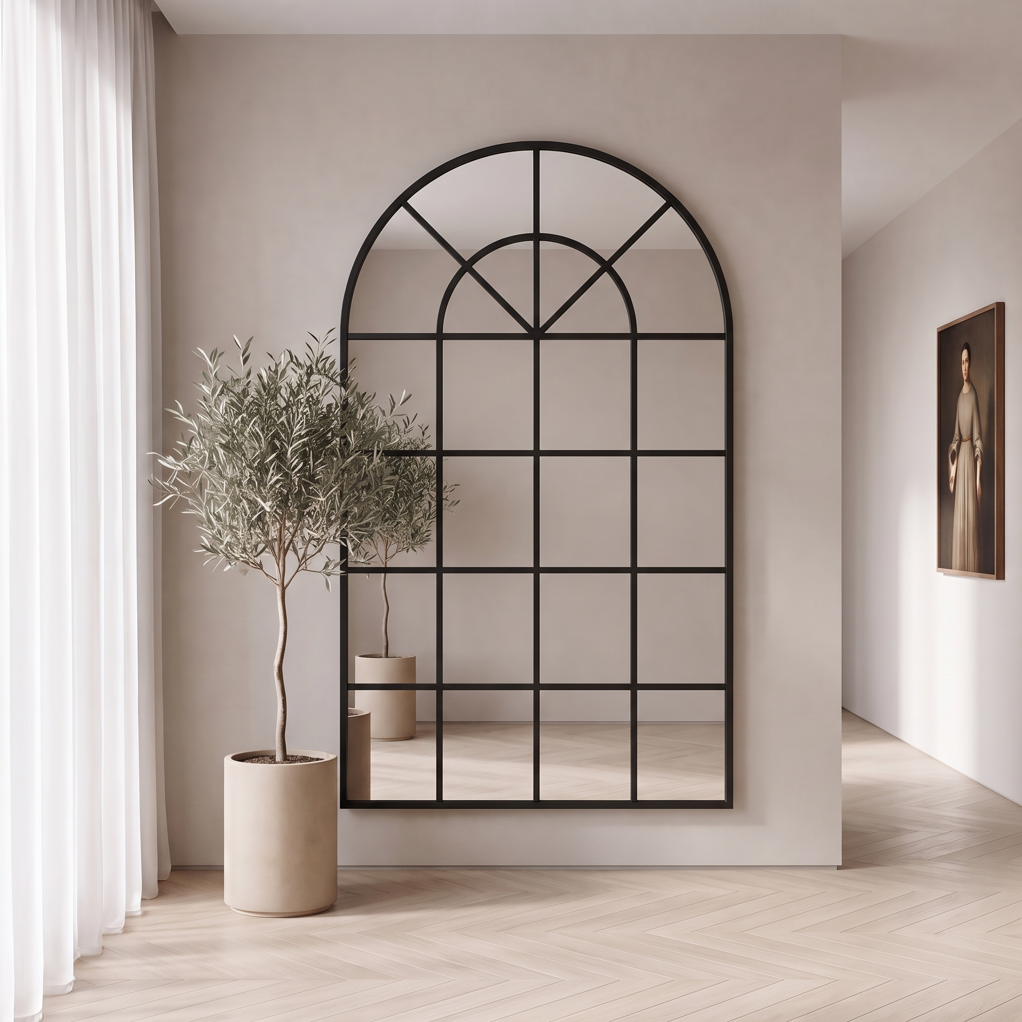 Hestia Arch Window Mirror Black