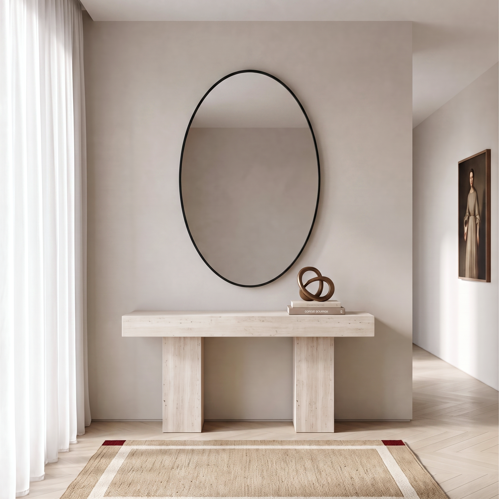 Hera Oval Mirror Black