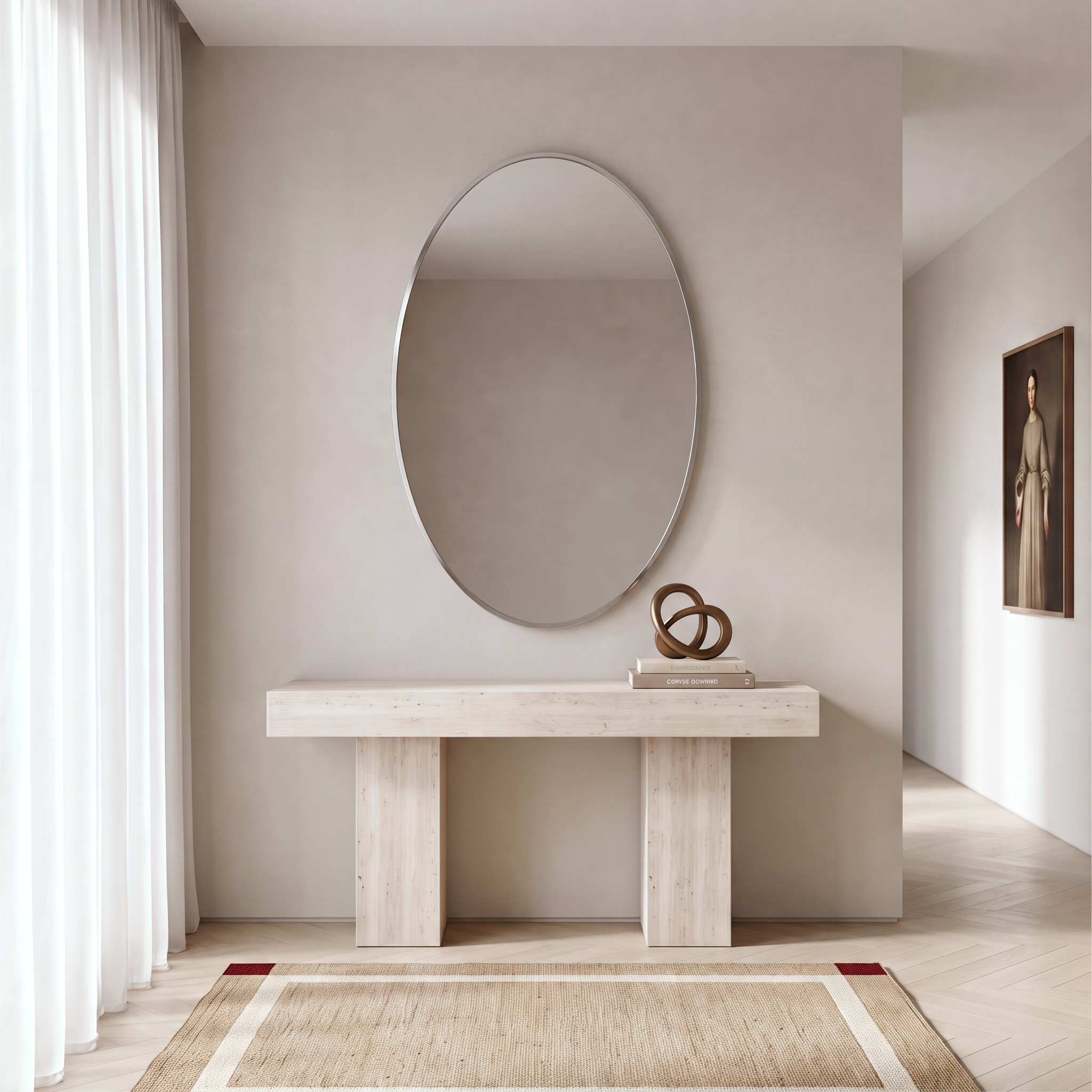 Phoebe Oval Mirror Silver