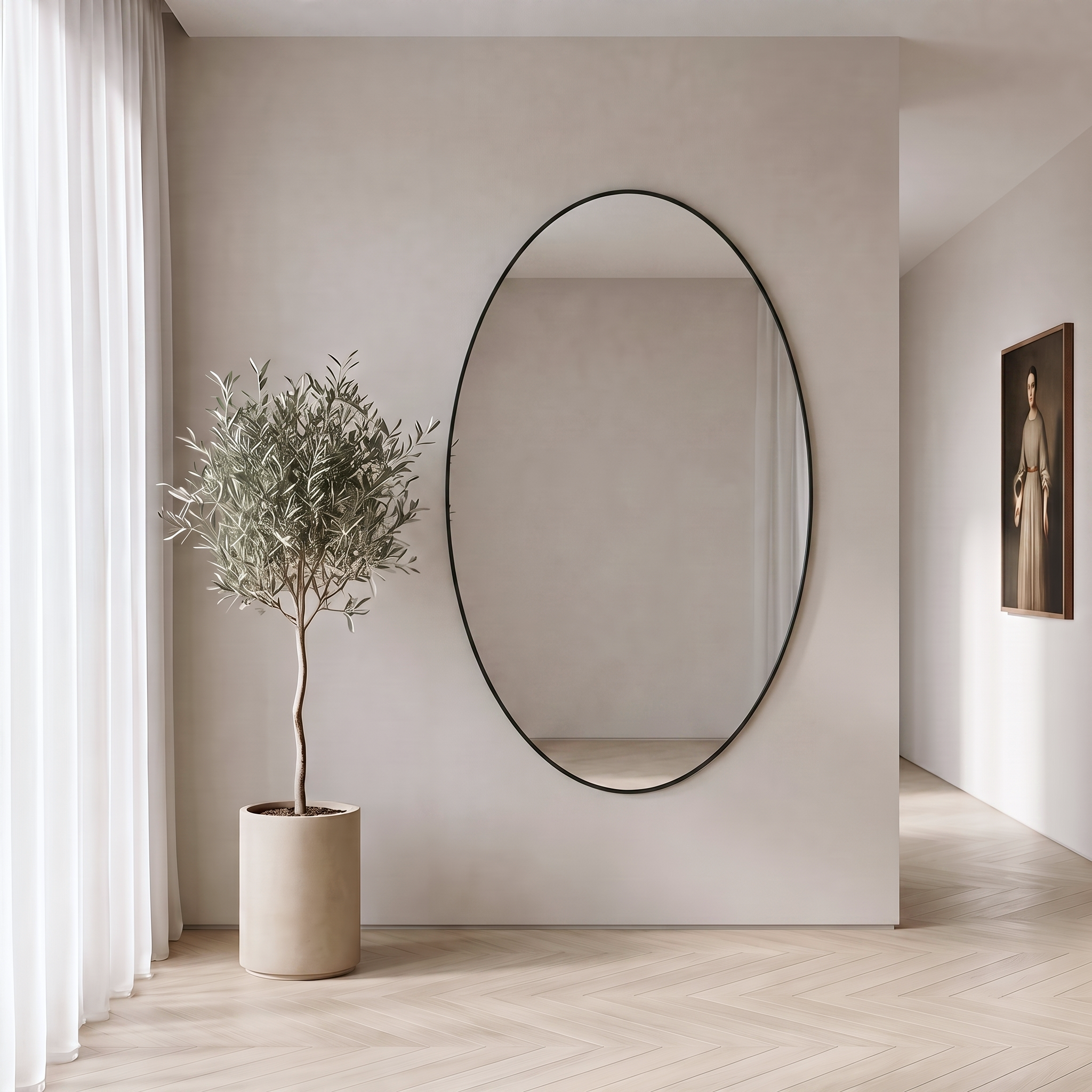 Hera XL Oval Mirror Black