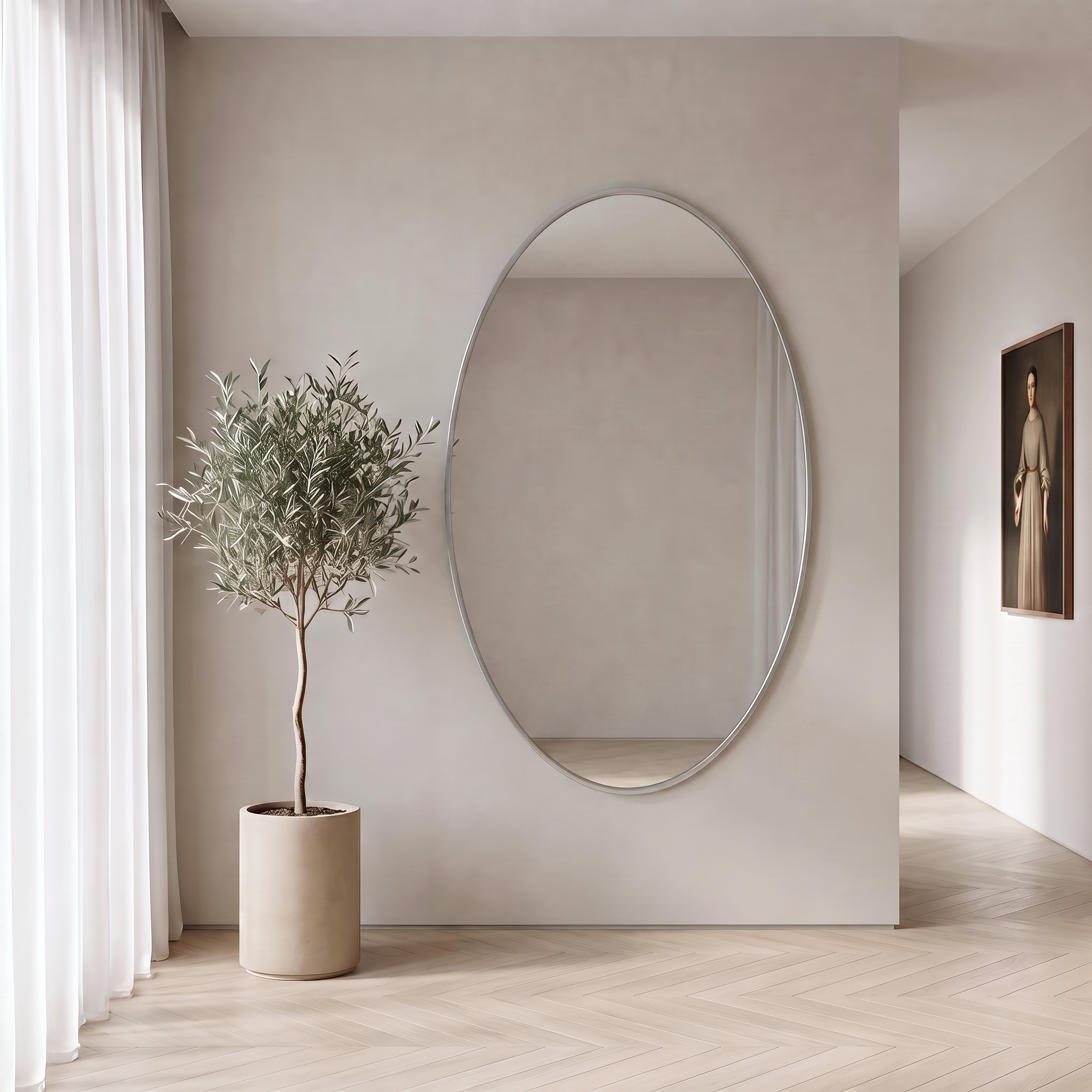 Phoebe XL Oval Mirror Silver