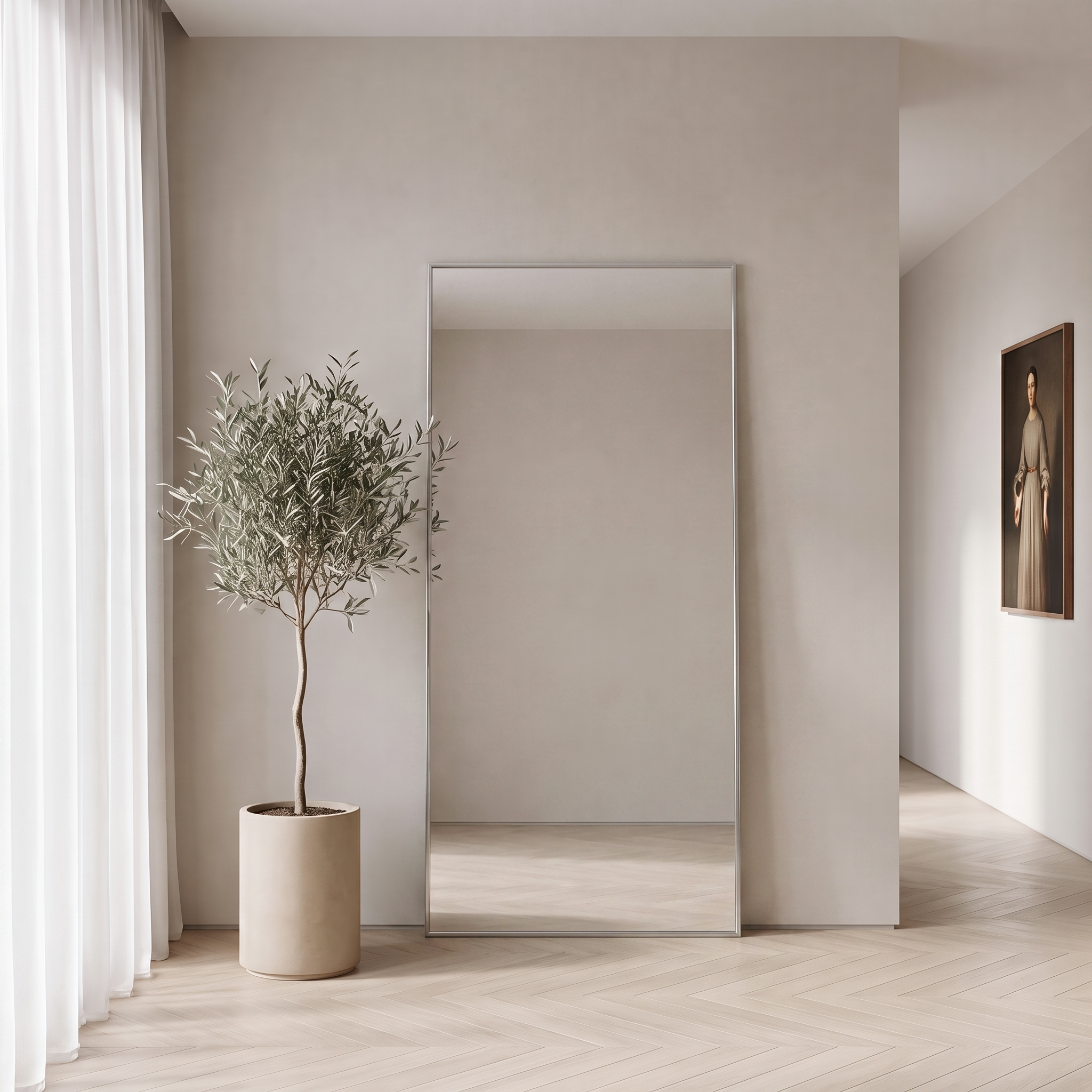 Rhea XL Rectangular Mirror Silver
