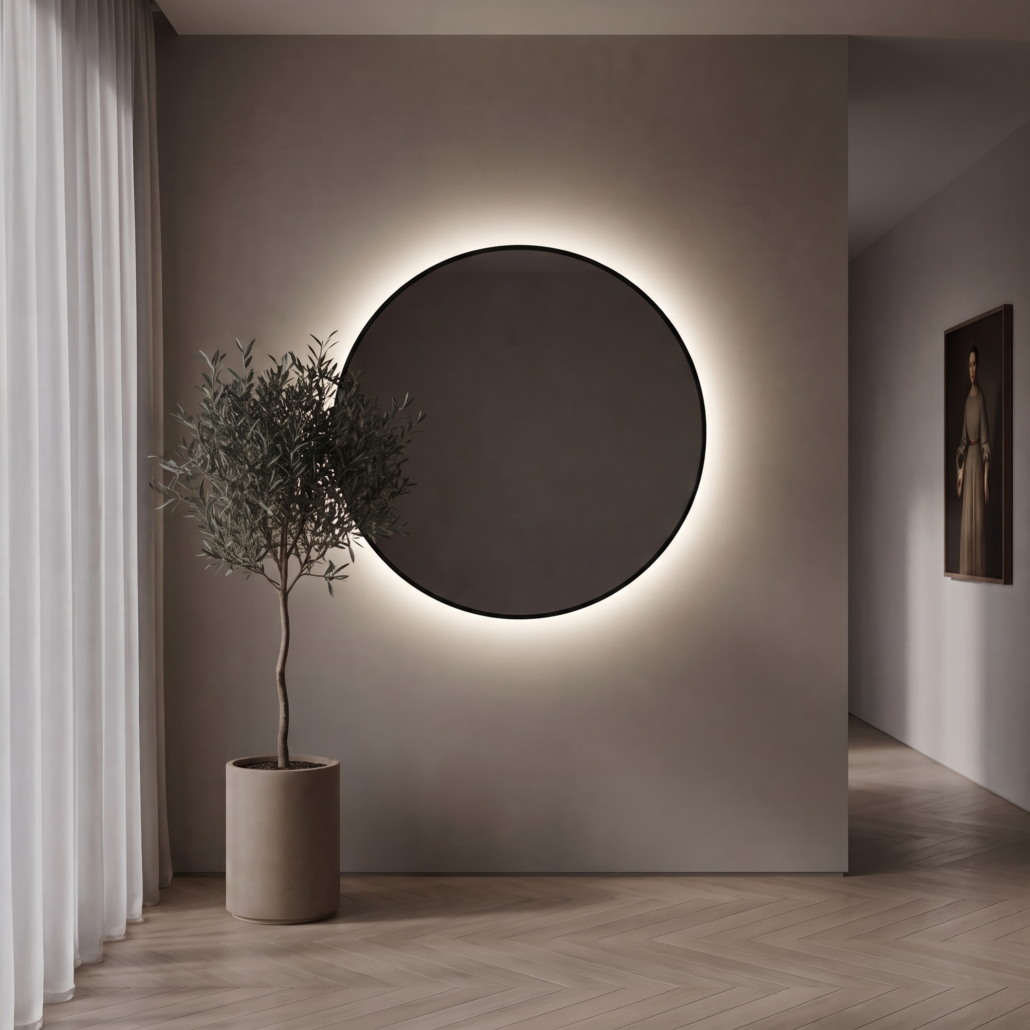 Chloris XL Led Round Mirror Black