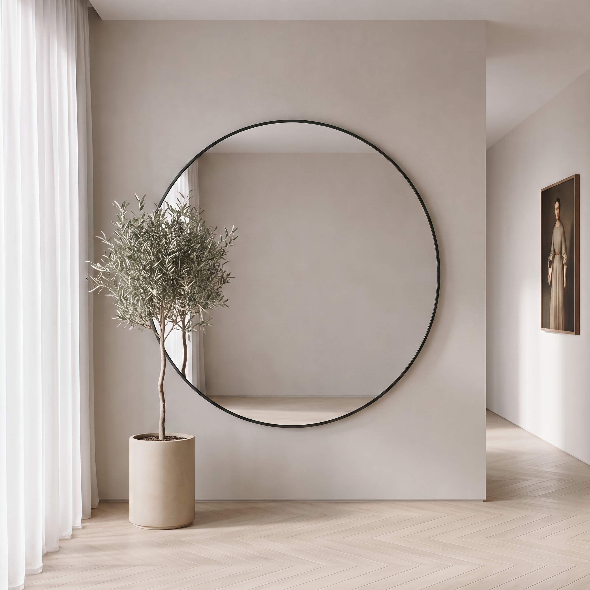 Chloris XL Round Mirror Black