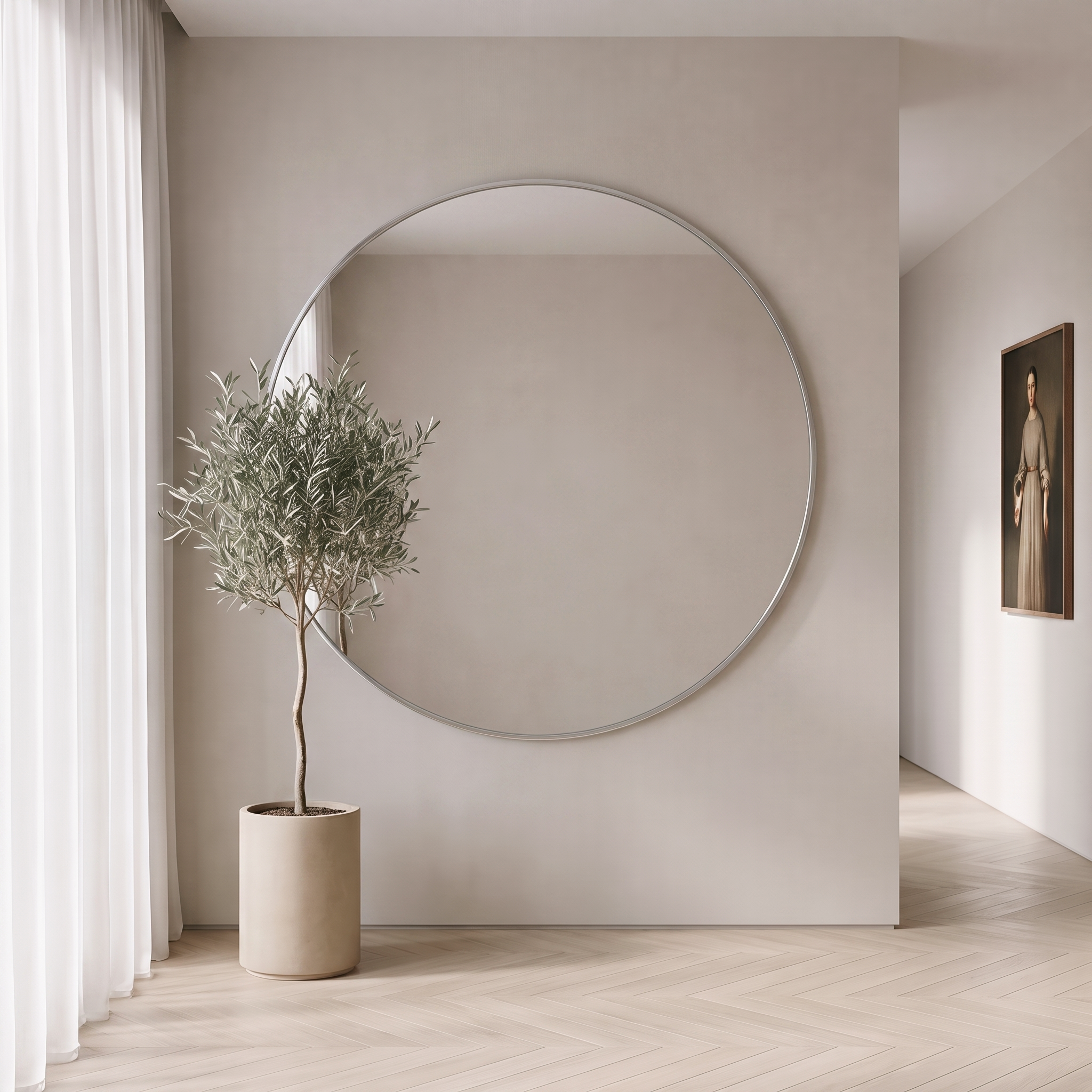 Elena XL Round Mirror Silver