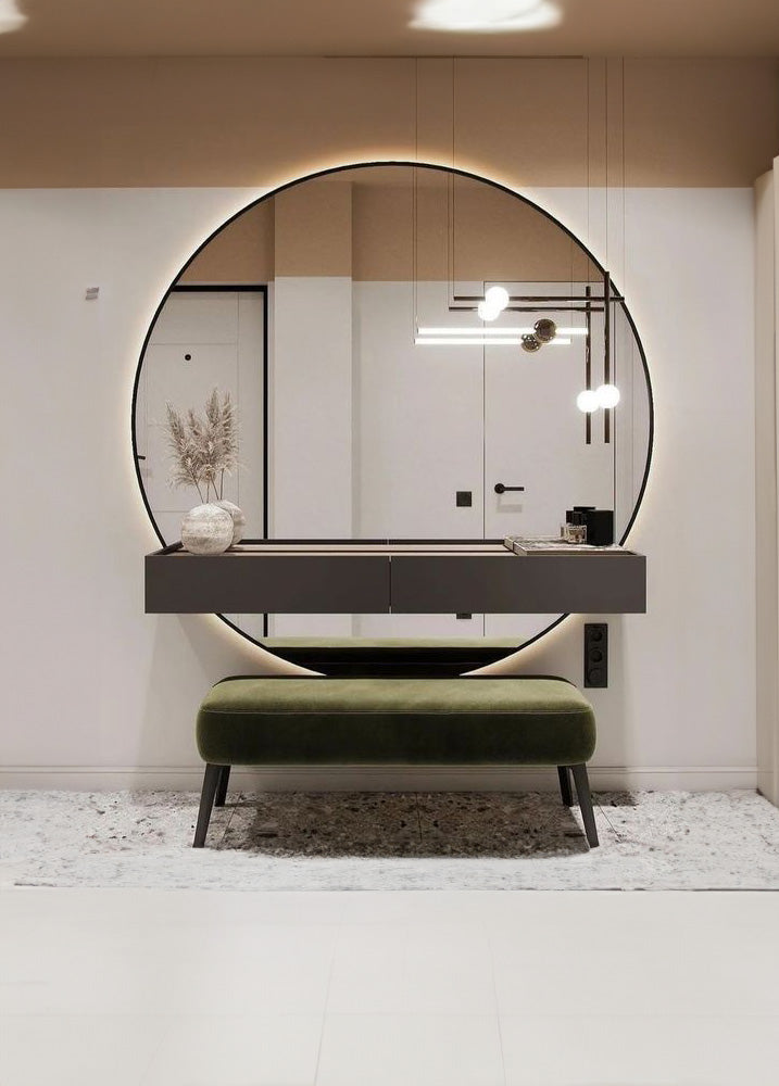 Chloris XL Led Round Mirror Black